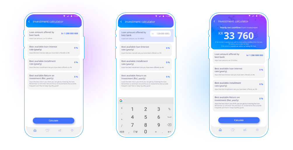 functionality Investment calculator​